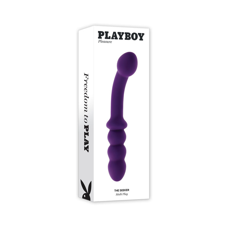 Playboy The Seeker Rechargeable Dual Ended Silicone Vibrator - Red Garter