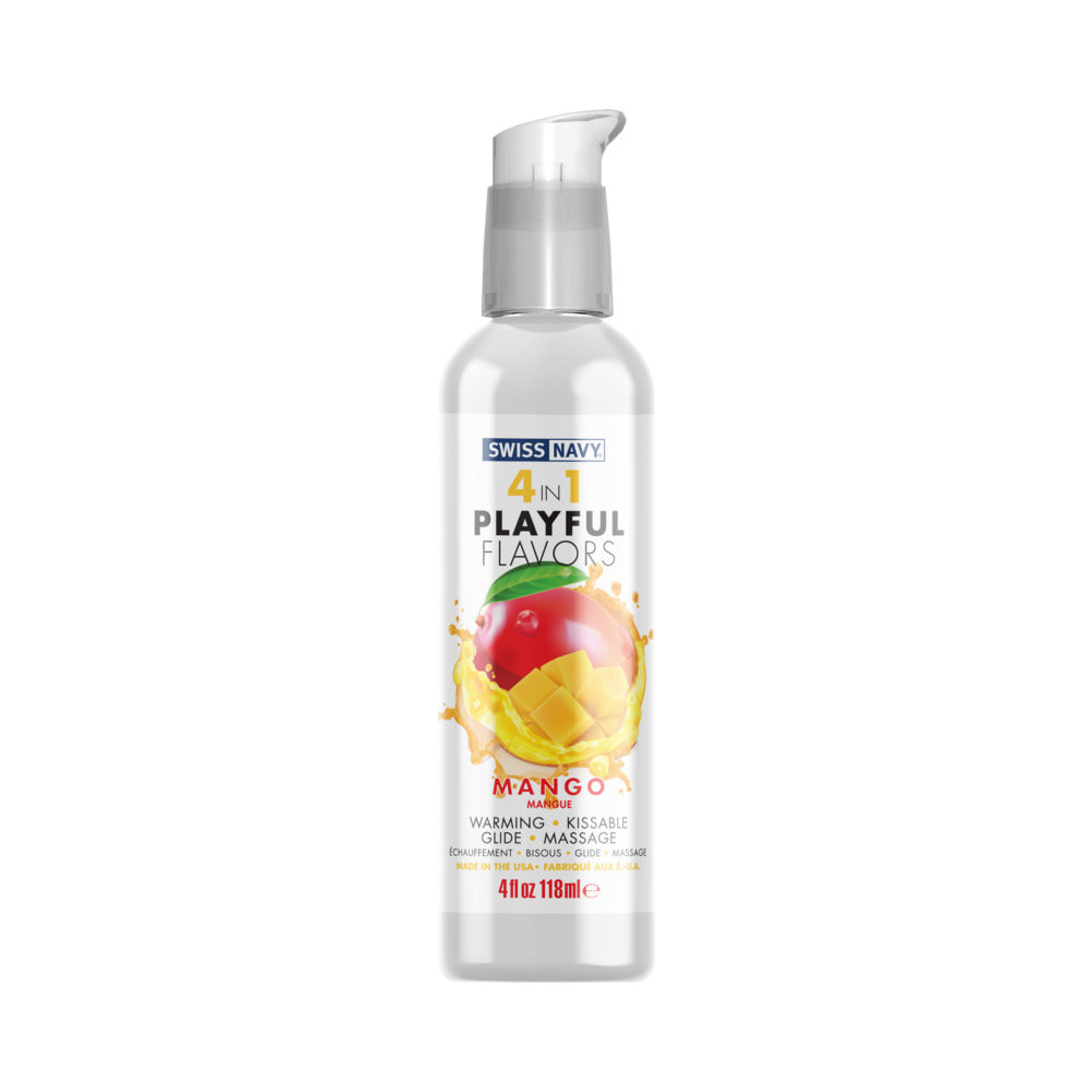 Swiss Navy 4 in 1 Playful Flavors Mango 4 oz. - Red Garter