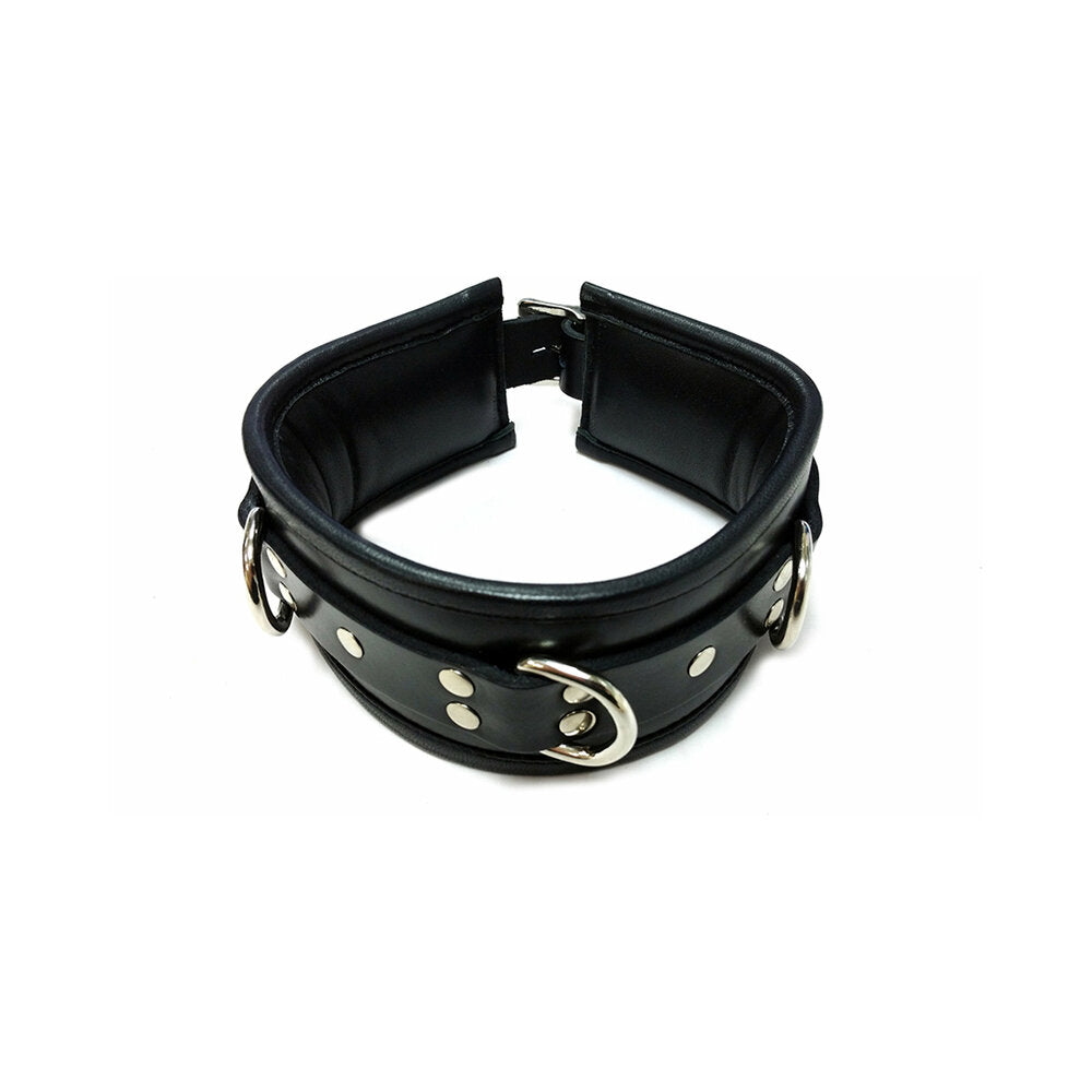 Rouge Leather Padded Collar Black/Black - Red Garter