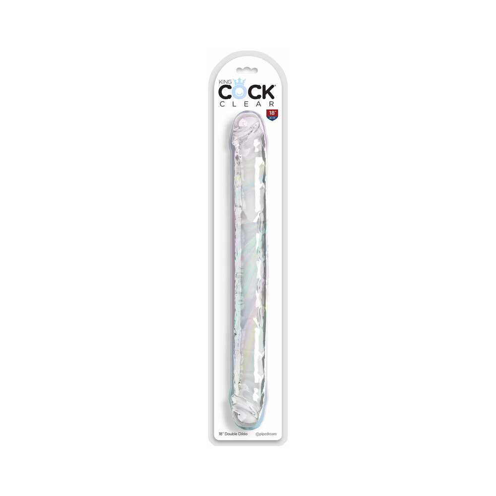 King Cock Double Dildo 18 in. Clear - Red Garter