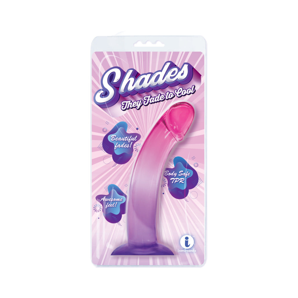 Shades Smoothie 8.25 in. Dildo Purple/Pink - Red Garter