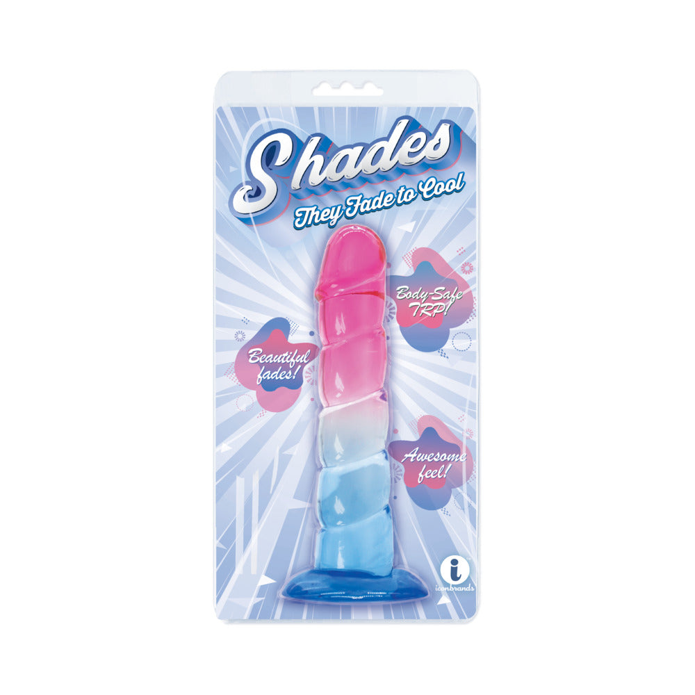 Shades Swirl 7.5 in. Dildo Pink/Blue - Red Garter