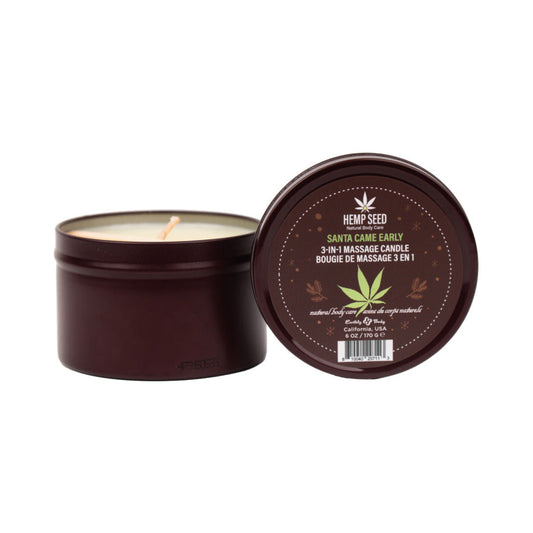 Earthly Body Hemp Seed Holiday 3-in-1 Massage Candle Santa Came Early 6 oz. - Red Garter