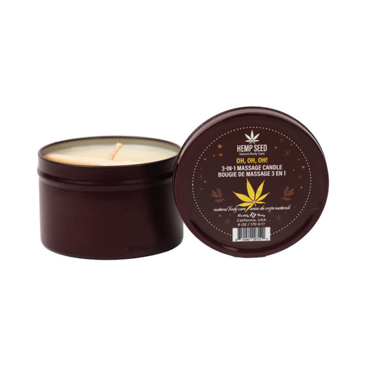 Earthly Body Hemp Seed Holiday 3-in-1 Massage Candle Oh, Oh, Oh 6 oz. - Red Garter