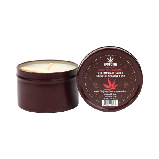 Earthly Body Hemp Seed Holiday 3-in-1 Massage Candle Stuff My Stocking 6 oz. - Red Garter