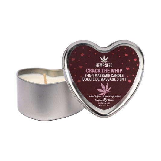 Earthly Body Hemp Seed Valentine 3-in-1 Massage Candle Crack The Whip 4.7 oz. - Red Garter