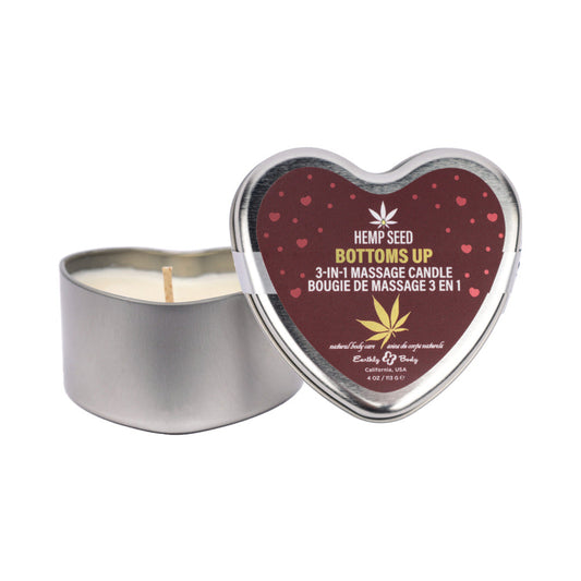 Earthly Body Hemp Seed Valentine 3-in-1 Massage Candle Bottom''s Up 4.7 oz. - Red Garter
