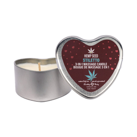 Earthly Body Hemp Seed Valentine 3-in-1 Massage Candle Stiletto 4.7 oz. - Red Garter