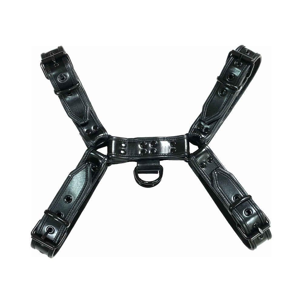 Rouge Leather OTH Harness Black with Black Accessories Large - Red Garter