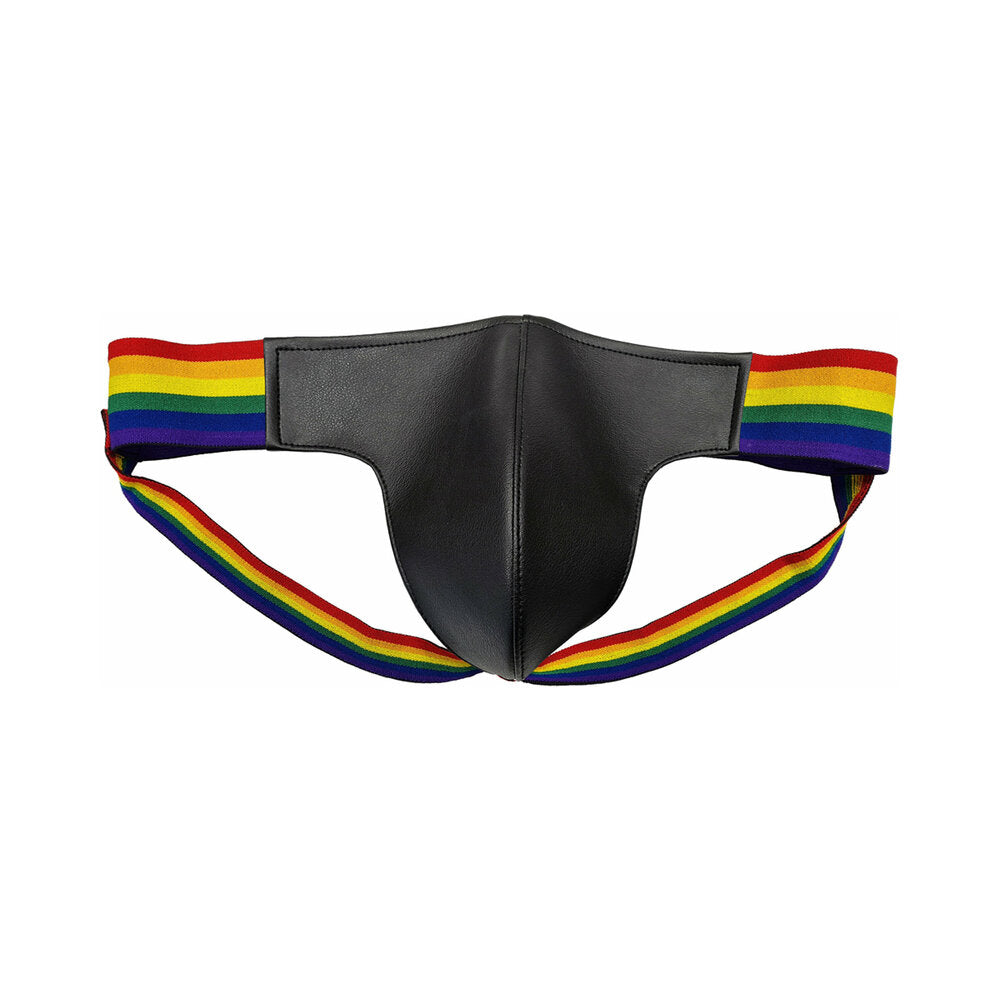 Rouge Leather Multicoloured Pride Jocks Medium - Red Garter