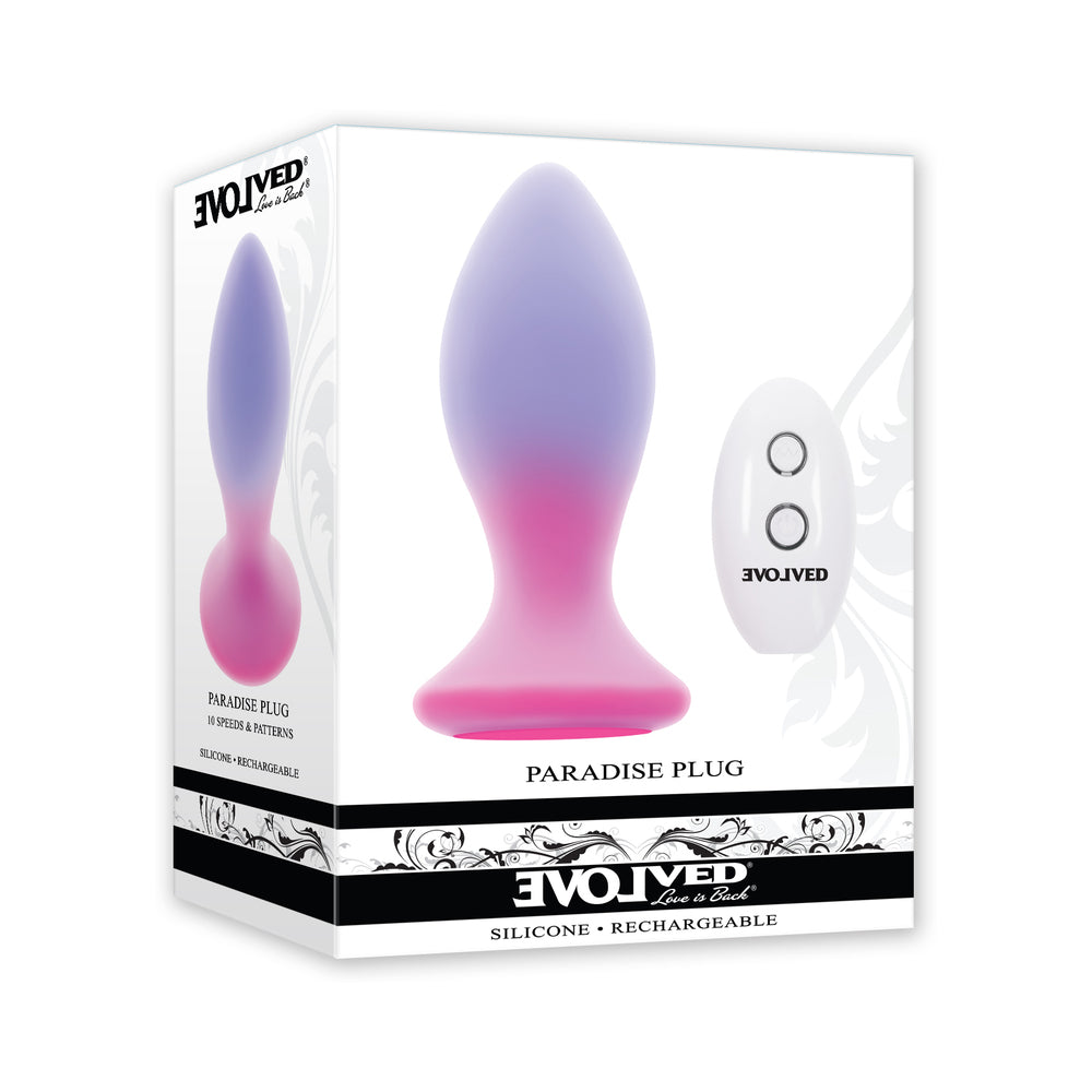 Evolved Paradise Plug Dual Layer Rechargeable Vibrating Anal Plug with Remote Silicone - Red Garter