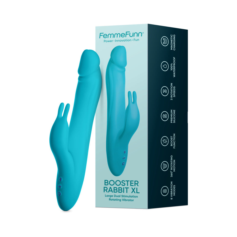 FemmeFunn Booster Rabbit XL Turquoise - Red Garter