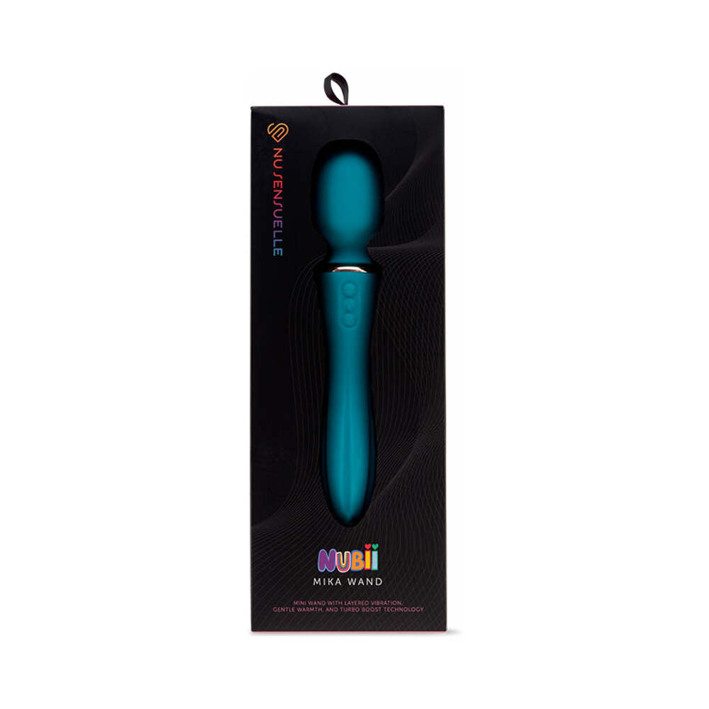Nu Sensuelle Mika Nubii Wand with Turbo Boost and Heat Blue - Red Garter