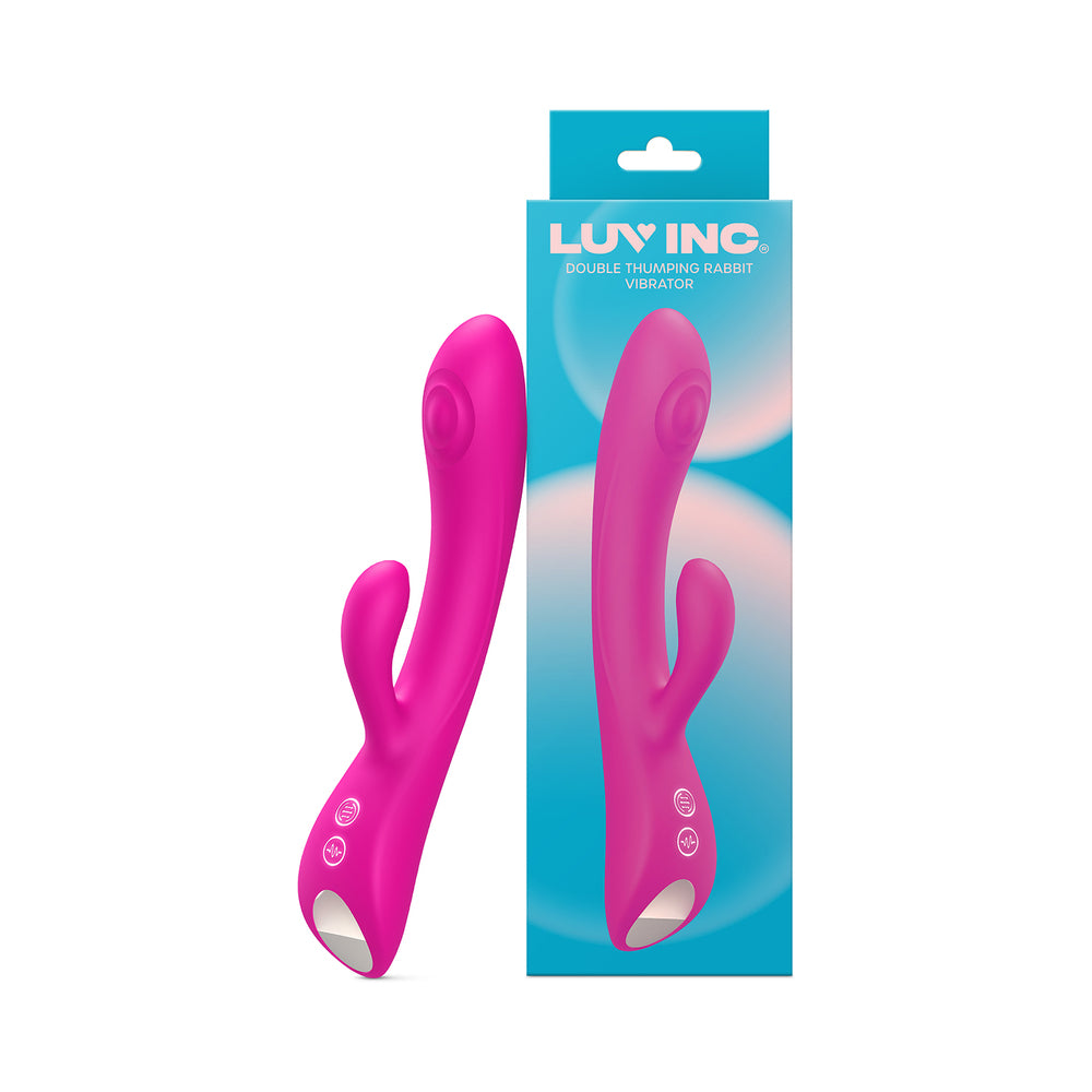 Luv Inc Dr42: Double Thumping Rabbit Vibrator Pink - Red Garter