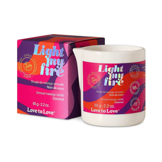 Love to Love Light My Fire Sensual Massage Candle Coconut 2.2 oz. - Red Garter