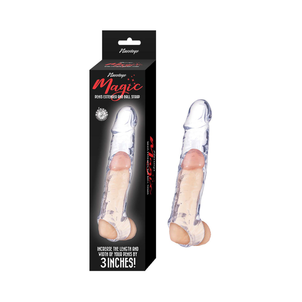 Magic Penis Extender & Ball Strap 6.5 in. Clear - Red Garter