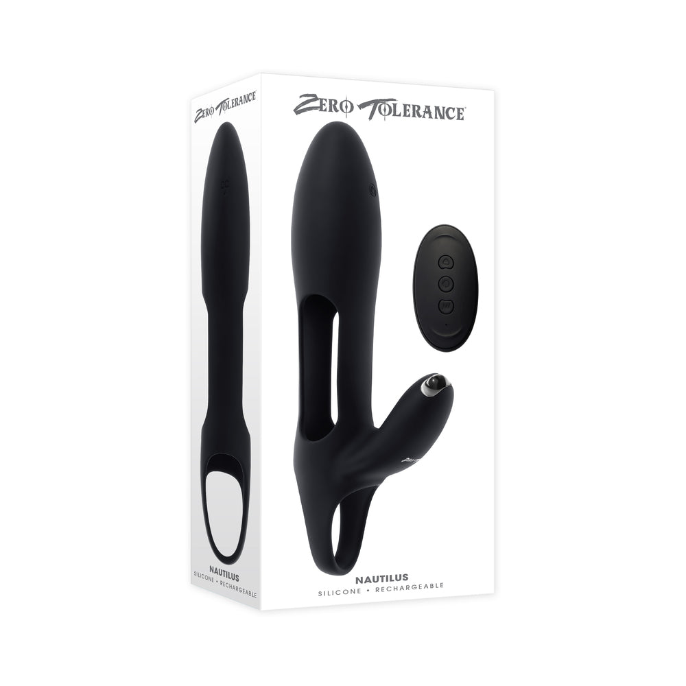 Zero Tolerance Nautilus Rechargable Vibrating Sleeve Remote Control Silicone Black - Red Garter