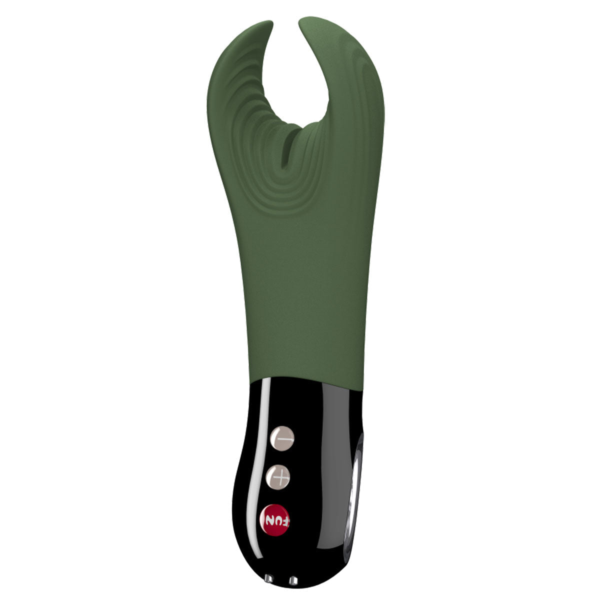 Fun Factory Manta Vibrating Stroker Moss Green - Red Garter