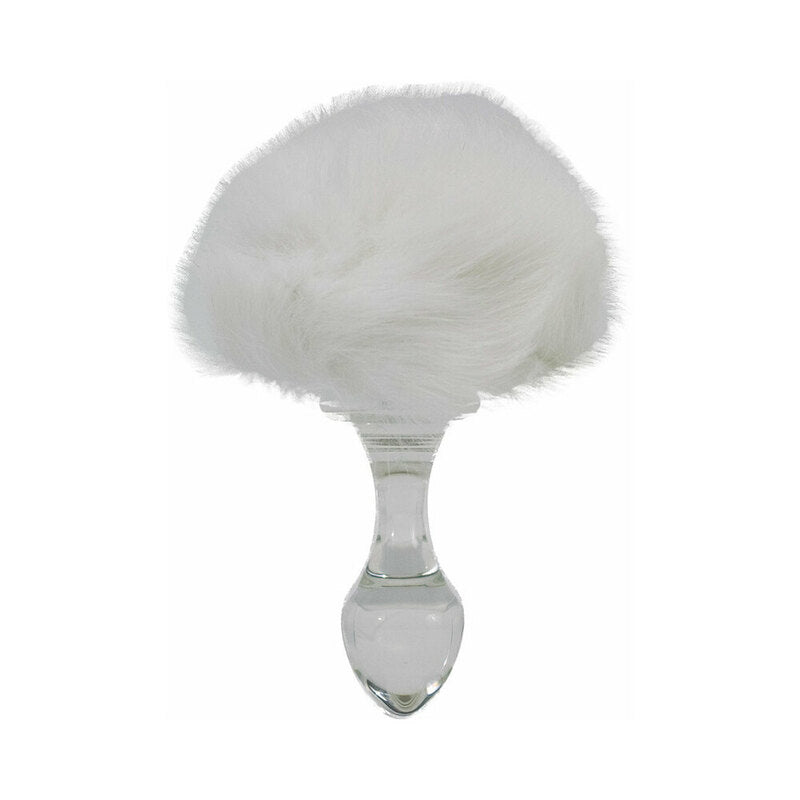 Crystal Delights Magnetic Bunny Tail Plug White - Red Garter