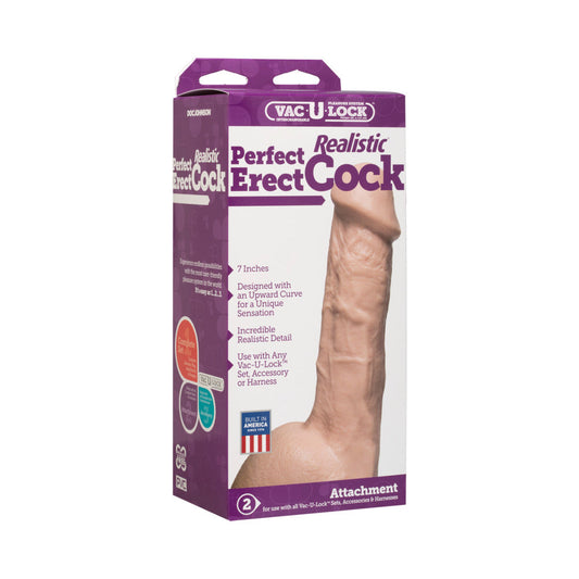 Vac-U-Lock - Perfect Erect Realistic Cock White - Red Garter
