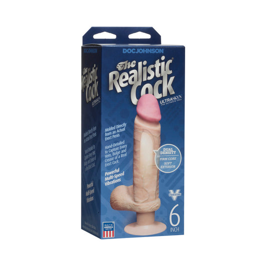 The Realistic Cock - UR3 - Vibrating 6 Inch White - Red Garter