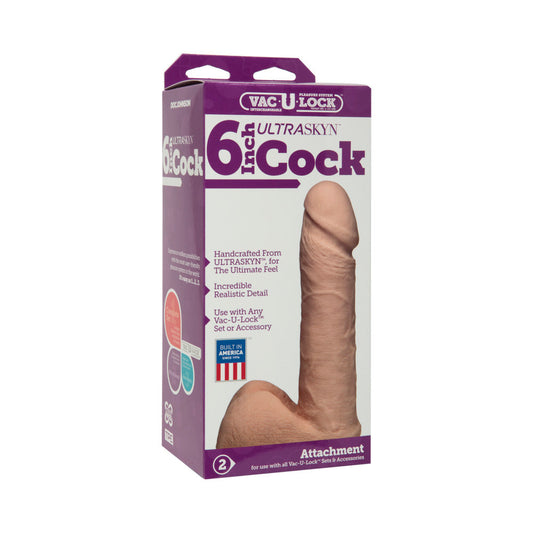Vac-U-Lock - 6 Inch UR3 Cock White - Red Garter