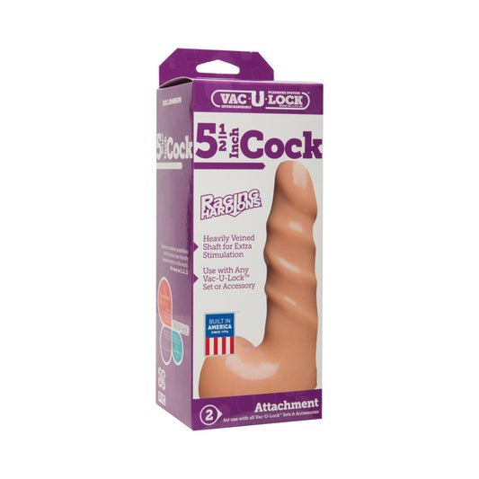 Vac-U-Lock - 5.5 Inch Cock - Raging Hard-Ons White - Red Garter