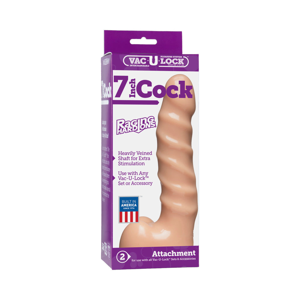 Vac-U-Lock - 7 Inch Cock - Raging Hard-Ons White - Red Garter
