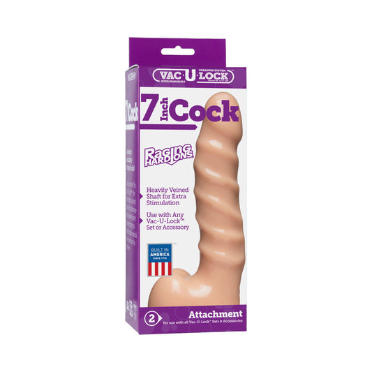 Vac-U-Lock - 7 Inch Cock - Raging Hard-Ons White - Red Garter