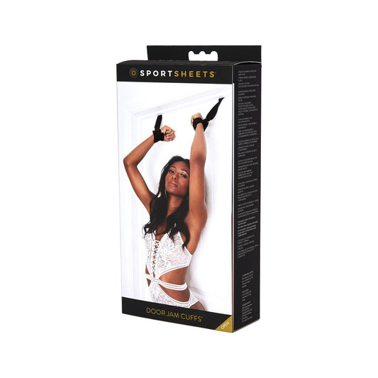 Sportsheets Adjustable Door Jam Cuffs Set Black - Red Garter