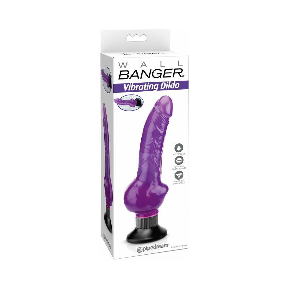 Pipedream Waterproof Wall Bangers Realistic Vibrator With Suction Cup Purple - Red Garter