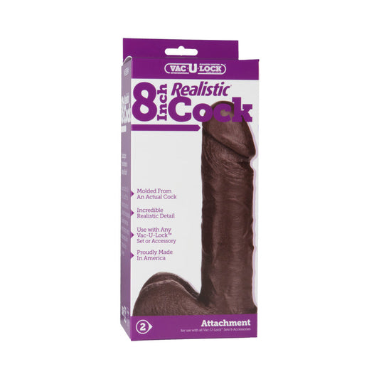 Vac-U-Lock - 8 Inch Realistic Cock Black - Red Garter