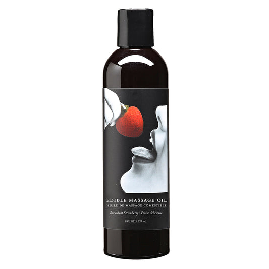 Earthly Body Edible Massage Oil Succulent Strawberry 8oz - Red Garter