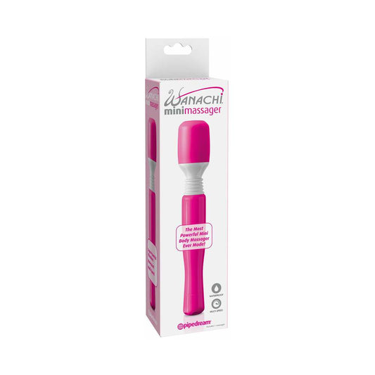 Pipedream Mini Wanachi Waterproof Massager Flexible Silicone Wand Vibrator Pink - Red Garter