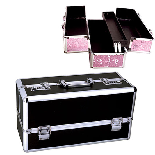 The Toy Chest Lockable Vibrator Case Large Black - Red Garter