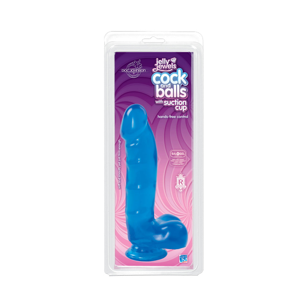 Jelly Jewel Cock/Balls Suct. (Sapphire) - Red Garter