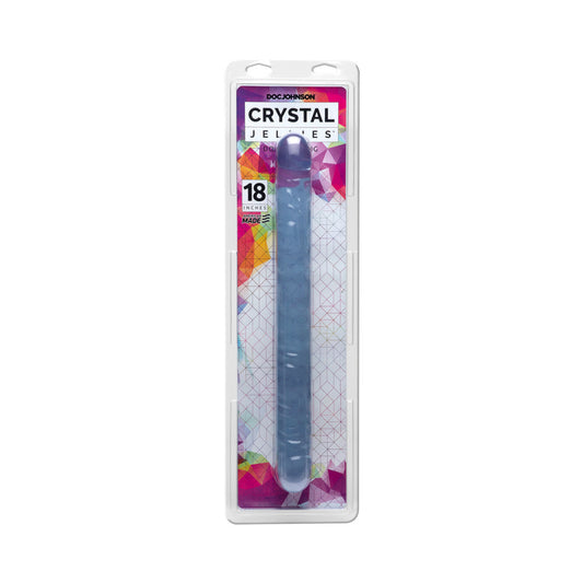 Crystal Jellies - Double Dong Clear 18in - Red Garter