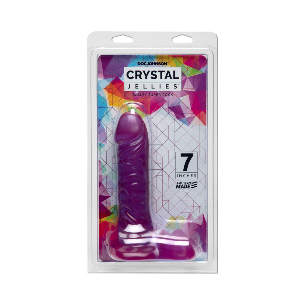 Crystal Jellies - Ballsy Super Cock Purple 7in - Red Garter