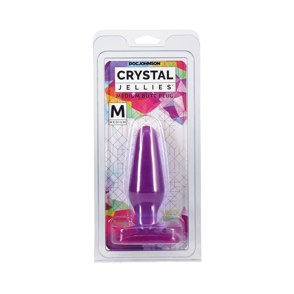 Crystal Jellies - Butt Plug Purple Medium - Red Garter