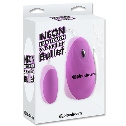Pipedream Neon Luv Touch Remote-Controlled 5-Function Bullet Vibrator Purple - Red Garter
