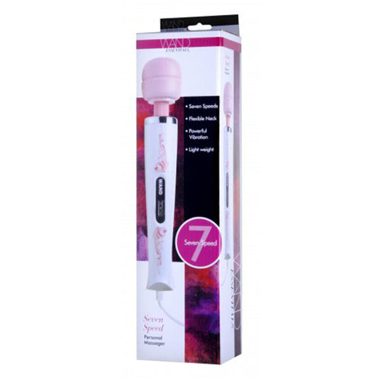 Wand Essentials 7 Speed Silicone Wand Massager (Pink & White) - Red Garter