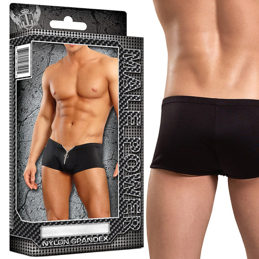 Male Power Zipper Shorts L/XL Underwear - Red Garter