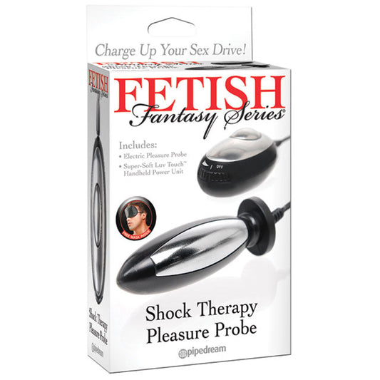 Pipedream Fetish Fantasy Series Shock Therapy Pleasure Probe Black/Silver - Red Garter