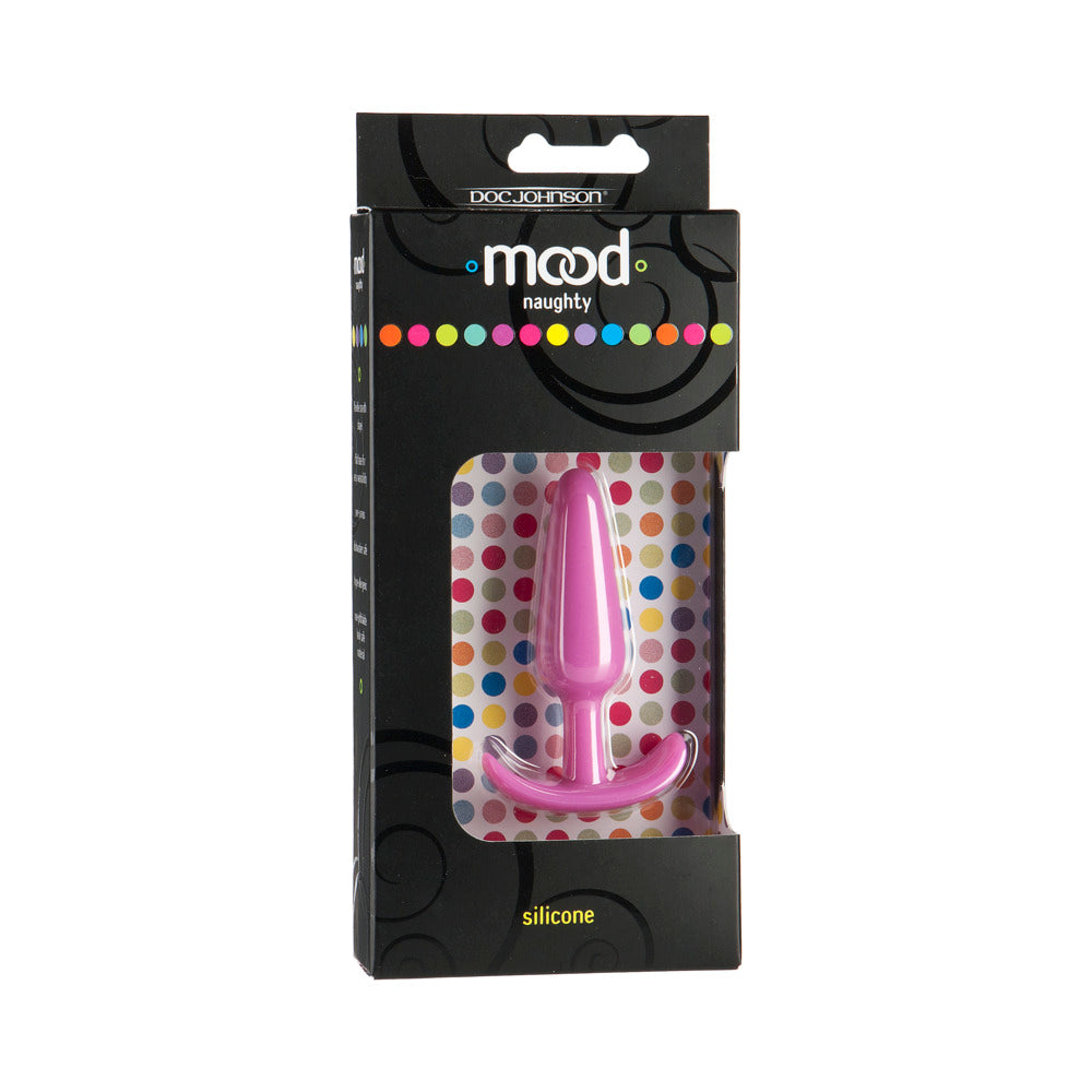 Mood - Naughty - Small Pink Silicone Butt Plug - Red Garter