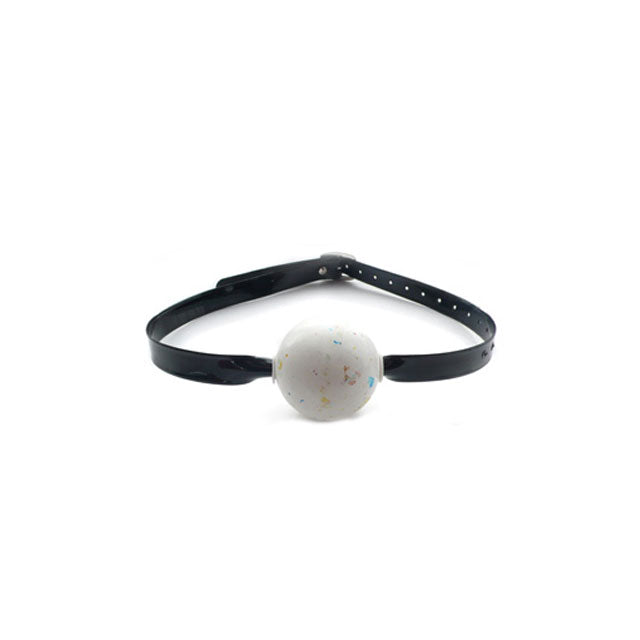KinkLab Jawbreaker Ball Gag (Black) - Red Garter