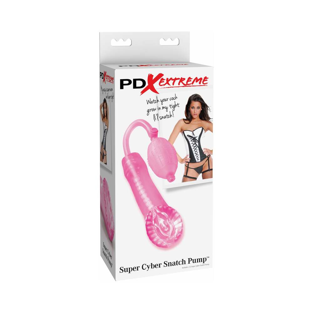 PDX Super Cyber Snatch Pump Vaginal Stroker Pink - Red Garter