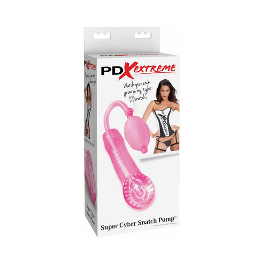 PDX Super Cyber Snatch Pump Vaginal Stroker Pink - Red Garter