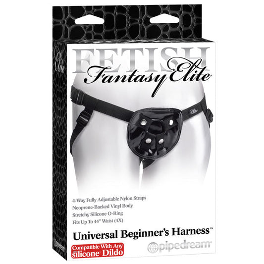 Pipedream Fetish Fantasy Elite Adjustable Universal Beginner''s Harness Black - Red Garter