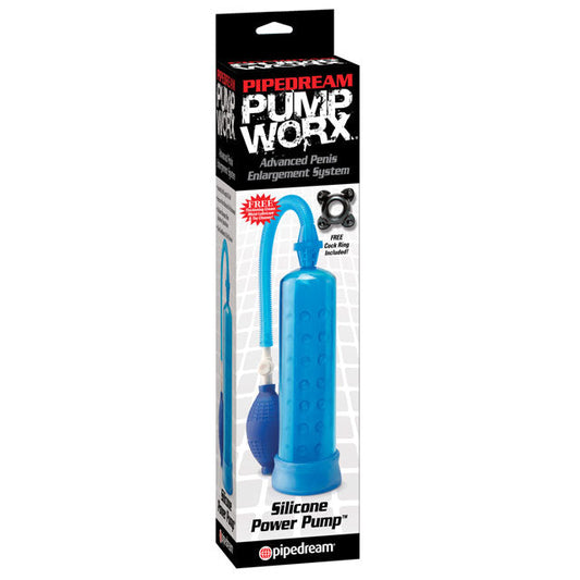 Pipedream Pump Worx Silicone Power Pump Blue - Red Garter