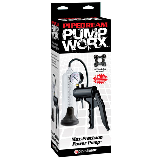 Pipedream Pump Worx Max-Precision Power Pump Clear/Black - Red Garter